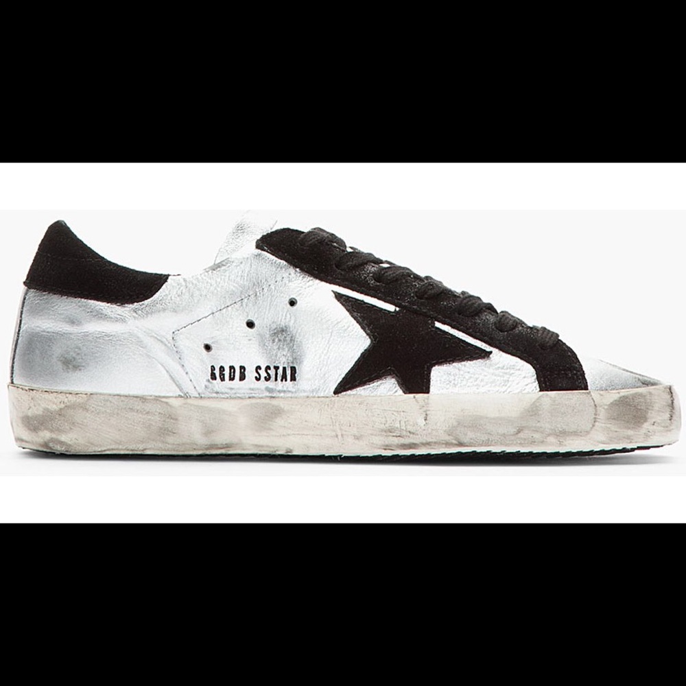 Authentic Metallic Silver and black golden goose